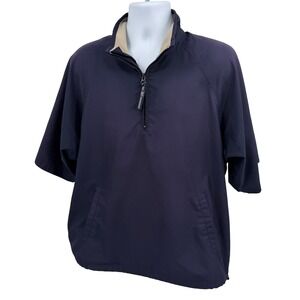 Tommy Hilfiger Golf Mens M Windbreaker Jacket Navy Blue Quarter Zip Short Sleeve